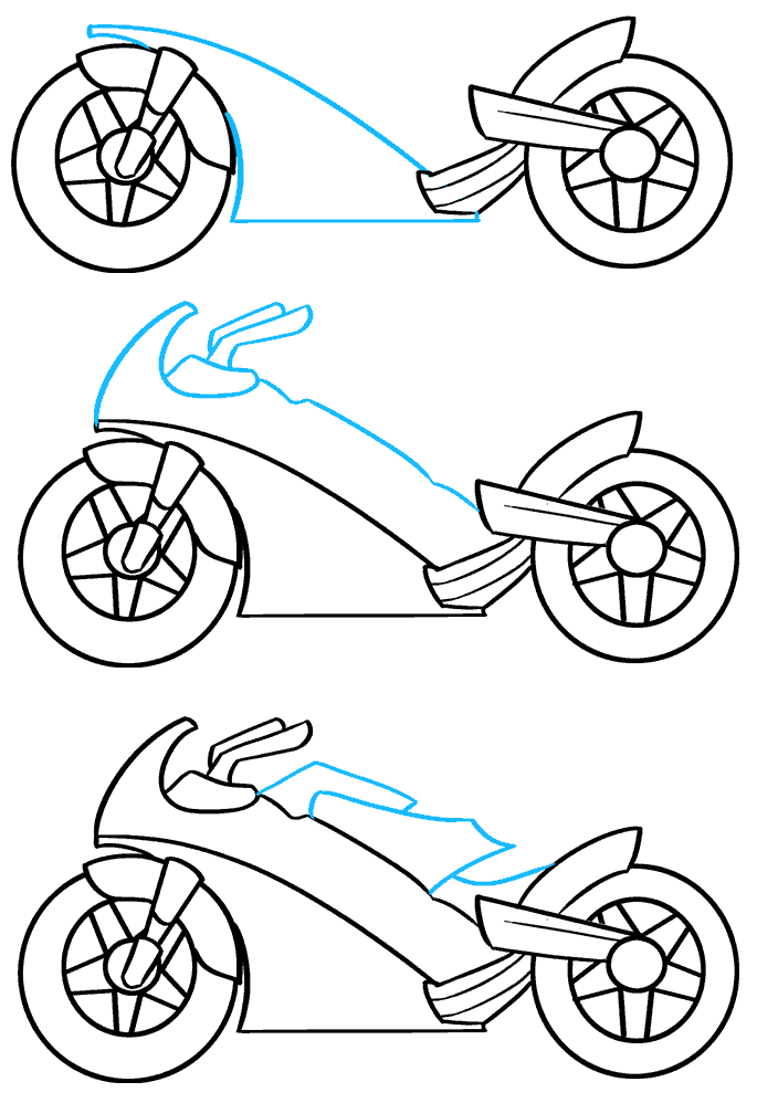 Các bước vẽ thân xe và tay lái của xe