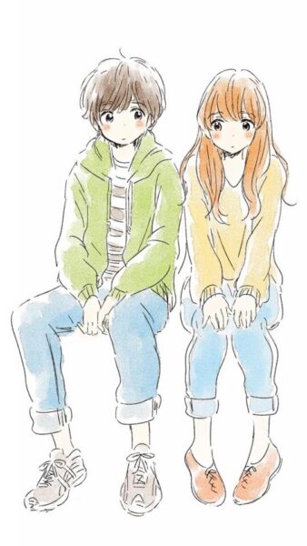 ảnh vẽ anime cặp đôi đang yêu dễ thương