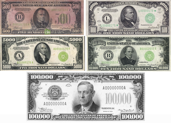 Những mệnh giá đô la Mỹ lớn nhất từng được sử dụng