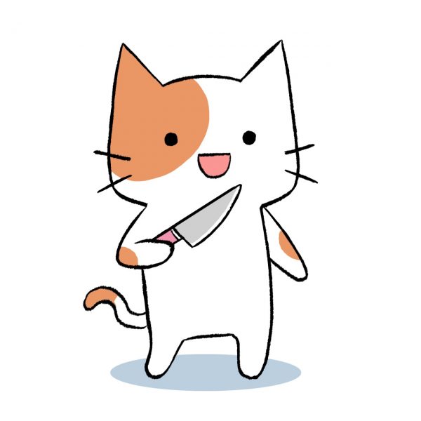 ảnh mèo cầm dao - hình vẽ mèo dễ thương